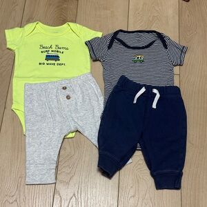 Carter's Neon Yellow and Navy Kids Matching Set